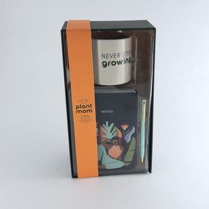 Plant Mom Gift Set NIB: "Never Stop Growing" Planter, Notebook, Pen by Be Rooted